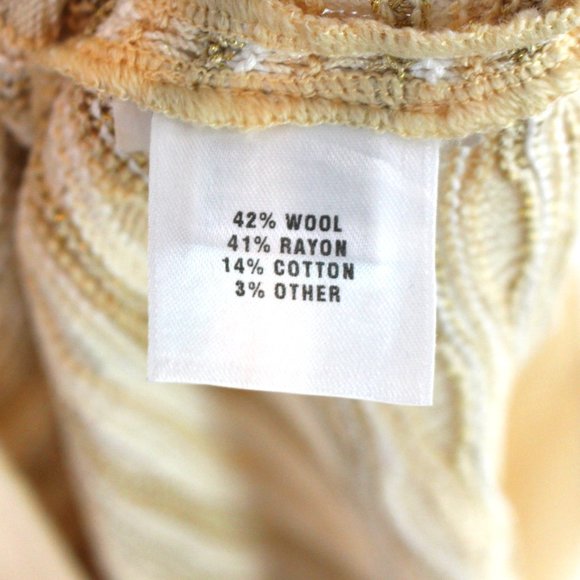 St. John Sport Wool Gold White Textured Stripe Cardigan Jacket L Zip-Up Sweater - Picture 8 of 8